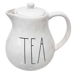 Rae Dunn Artisan Collection White Ceramic Teapot With Lid 56oz 7.5in‎ x7.5in